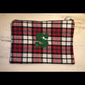 Christmas themed monogrammed pouch